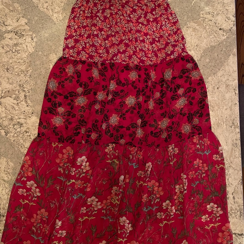 Red Express floral maxi skirt